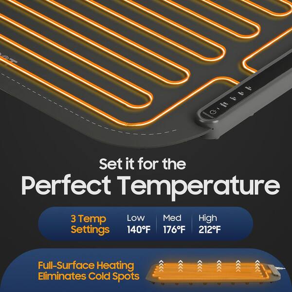 thumbnail image 2 of Electric Food Warming Mat - 6 Temperature Settings, Waterproof & Dishwasher Safe Heating Tray For Parties 2 of 10