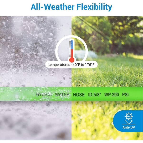 Cubilan - 5/8in. x 25 ft. Water Hose with Swivel Grip, Heavy-Duty, Lightweight, Flexible Hose, 3/4 in. Solid Fittings