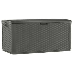 134 Gal. Plastic Wicker Deck Box - Stoney