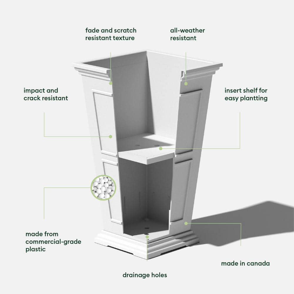Brixton Tall White Recycled Plastic Planter 2-Pack 26"