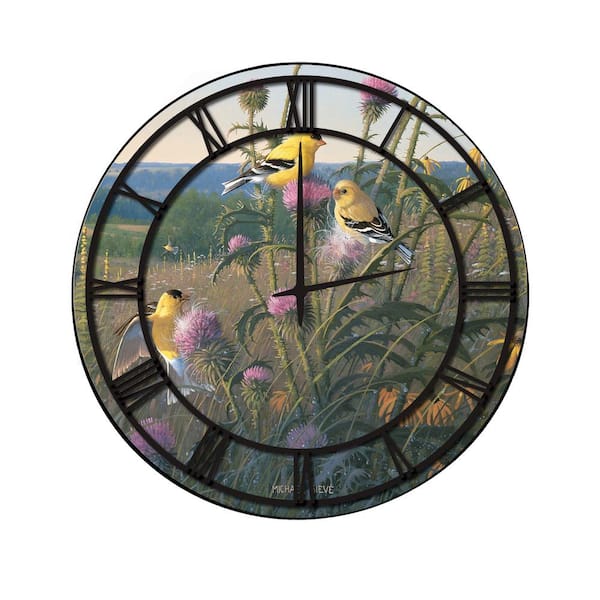 "Golden Meadow" Full Coverage Art And Black Numbers Imaged Wall Clock ...