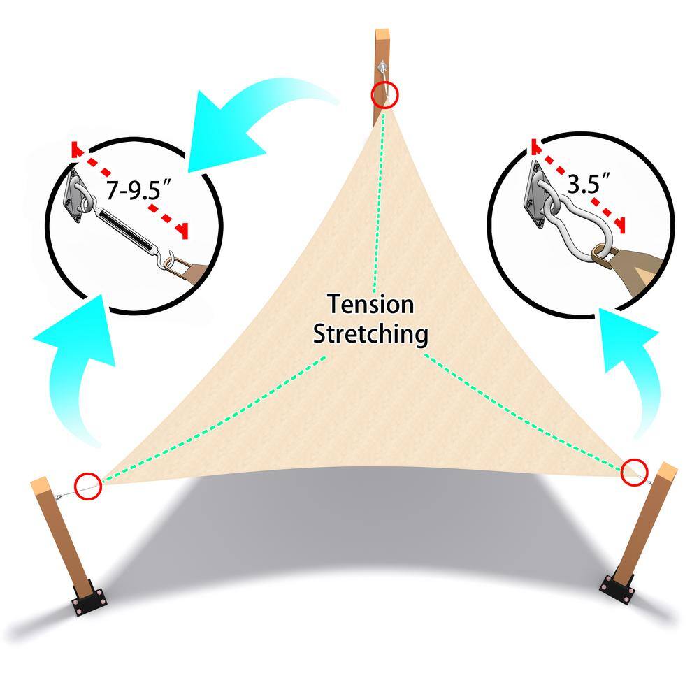 Stainless Steel 6 Inch Triangle Sun Shade Sail Hardware Kit
