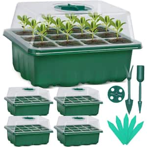 7.68 in. x 6.02 in. x 2.16 in. Green Plastic Reusable Seed Starter Tray (5-Pack)