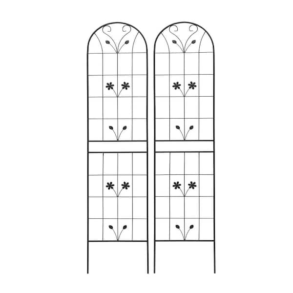 2-Pack 86.7 in. x 19.7 in. Outdoor Metal Garden Trellis Rustproof Trellis for Climbing Plants Flower Support Black