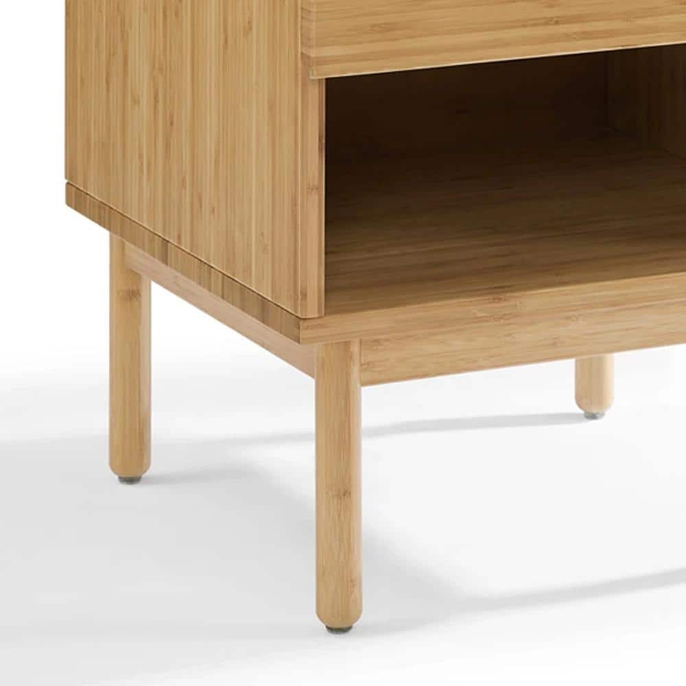 Caramelized Bamboo 1-Drawer Nightstand with Open Shelf