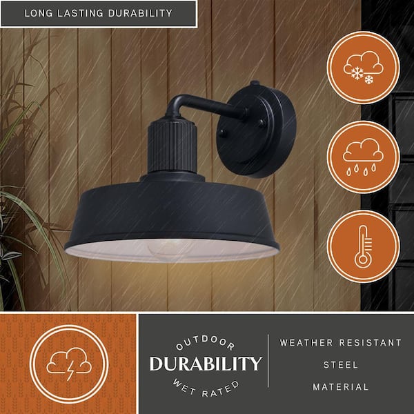 VAXCEL Ha mmond Matte Black and White Steel 1-Light LED Compatible