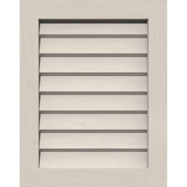 Ekena Millwork 31" x 37" Rectangular Primed Smooth Pine Wood Gable Louver Vent Non-Functional
