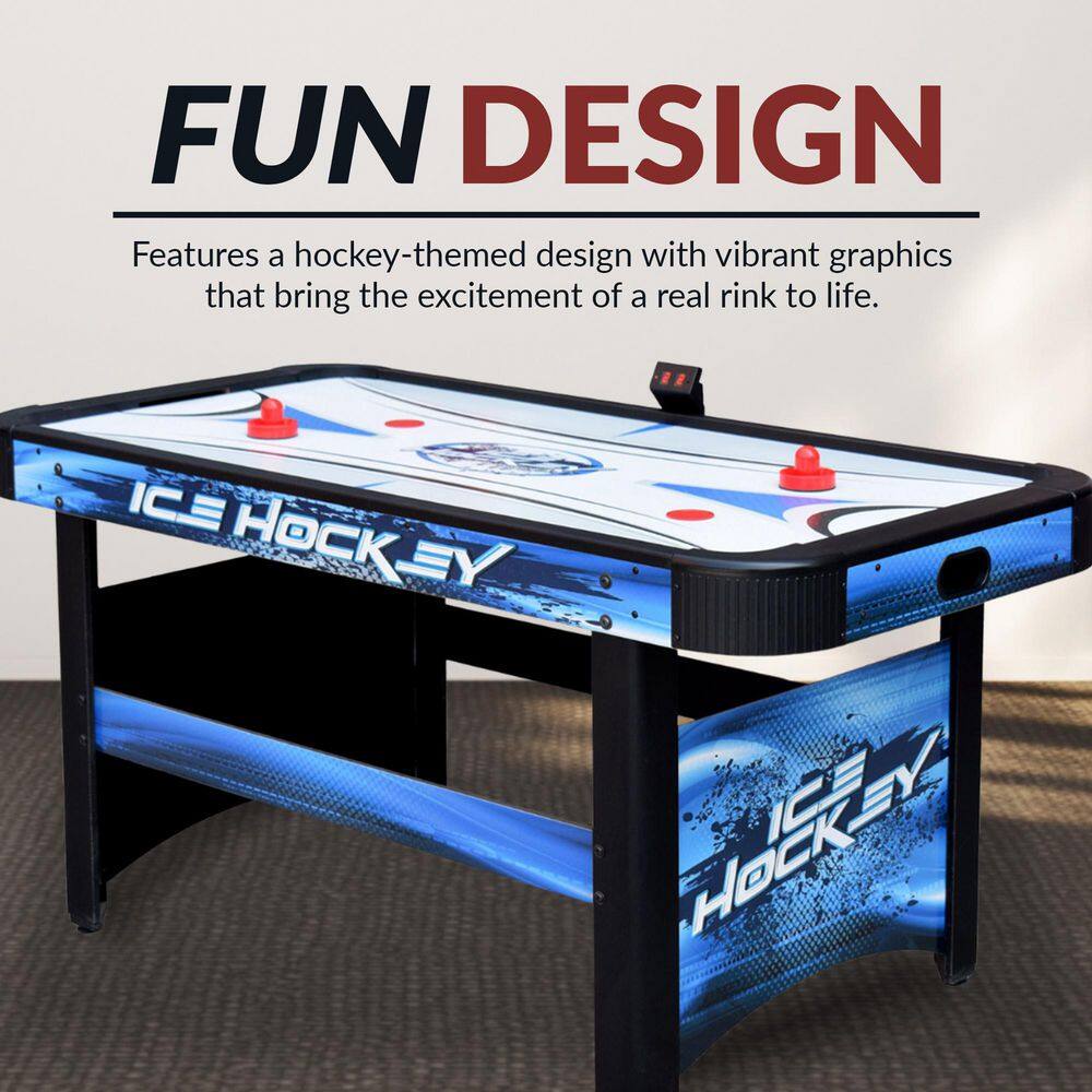 Face-Off 5 ft Blue Air Hockey Table with Electronic Scoring
