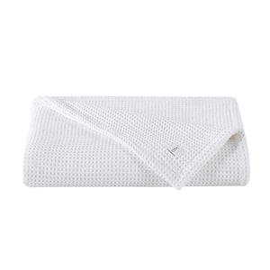 Waffleweave Solid White Cotton Full/Queen Blanket