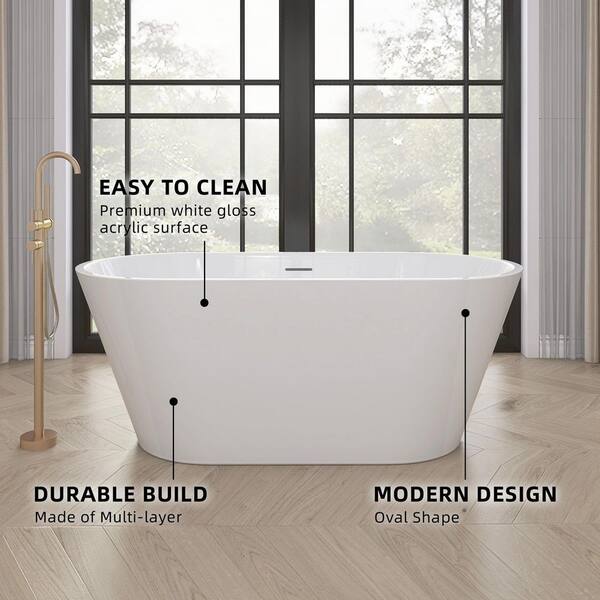 Zeafive Ane 59 in. x 29.5 in. Free Standing Soaking Tub