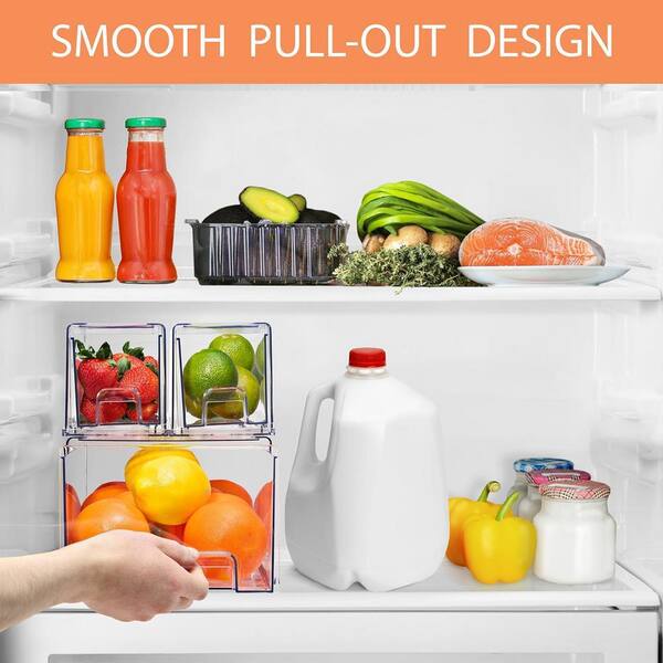 Sorbus Fridge Pull Out Organizer Open Front, 3-Pack : 1-Large, 2
