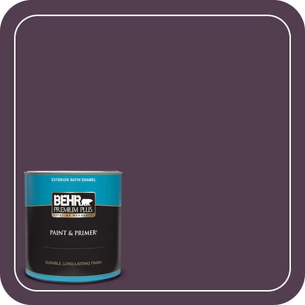 BEHR PREMIUM PLUS 1 qt. #PPU17-02 Oriental Eggplant Satin Enamel Exterior Paint & Primer