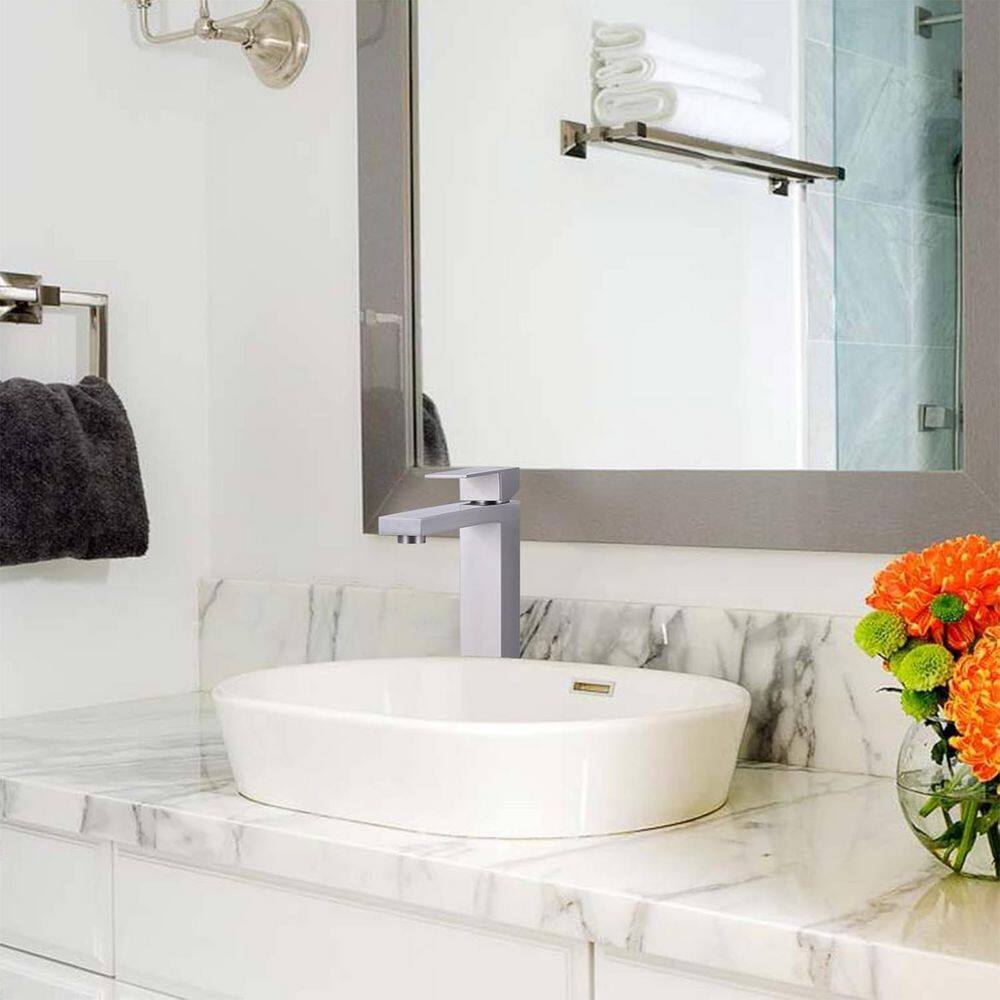Brushed Nickel Single Handle Vessel Sink Bathroom Faucet