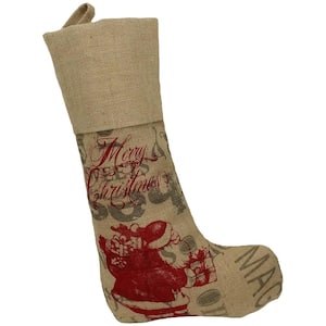 0.1 in. H x 20 in. L Jute Saint Nick Christmas Stocking with Printed Burlap Collection