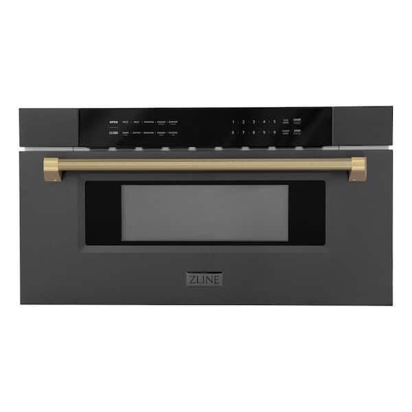 Autograph Edition 30 in. 1.2 cu. ft. Built-in Microwave Drawer in Black Stainless Steel Champagne Bronze Helix Hle
