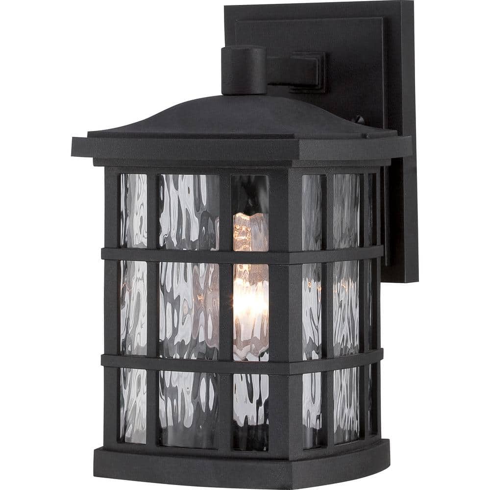 Mystic Black and Bronze Outdoor Wall Lantern with Clear Water Glass