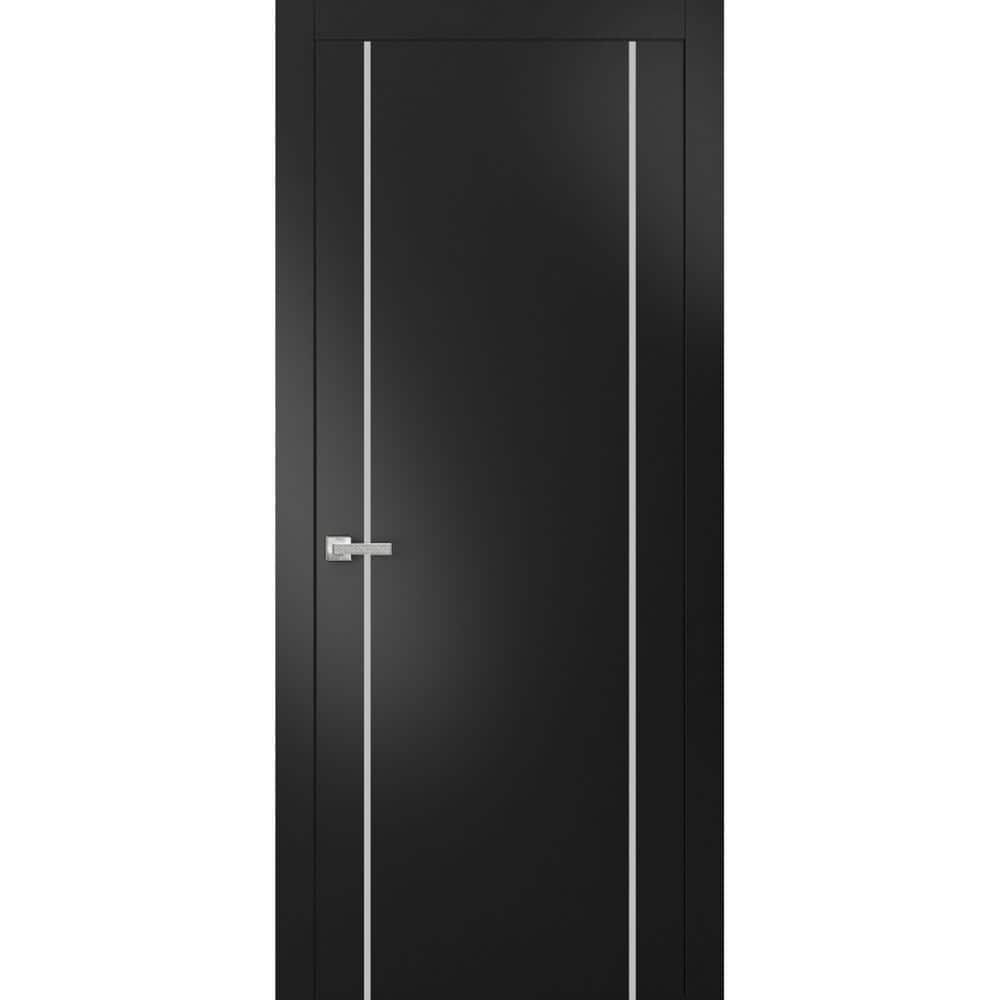410 32 in. x 96 in. Right-Hand/Inswing Solid Wood Black Matte Single Prehung Interior Door with Hardware price history on PriceWatchPro