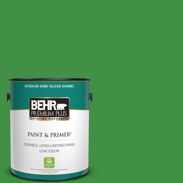 BEHR PREMIUM PLUS 1 gal. #P390-7 Park Picnic Semi-Gloss Enamel Low Odor Interior Paint & Primer