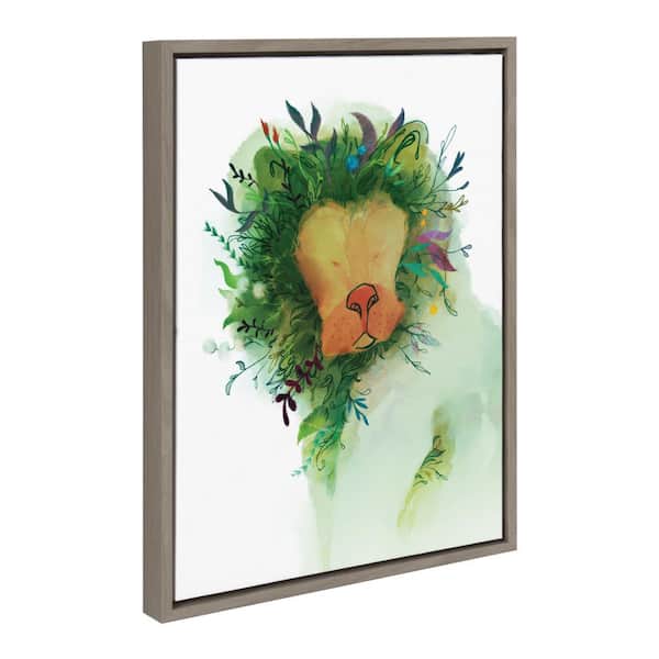 Kate and Laurel Sylvie Jungle King Framed Canvas by Faryn Hughes (Set of 1) Animal Art Print 18.00 in. x 24.00 in.