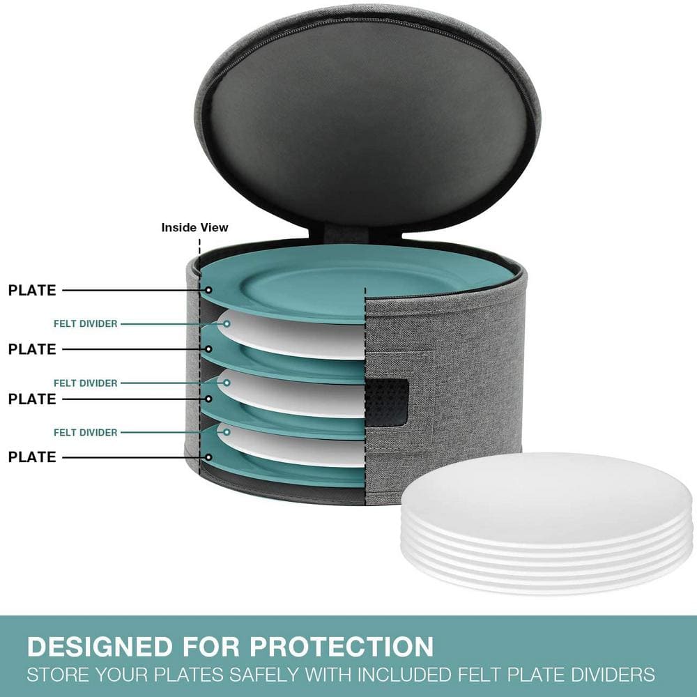Sorbus 4-Piece Gray Quilted Dinnerware Storage Set