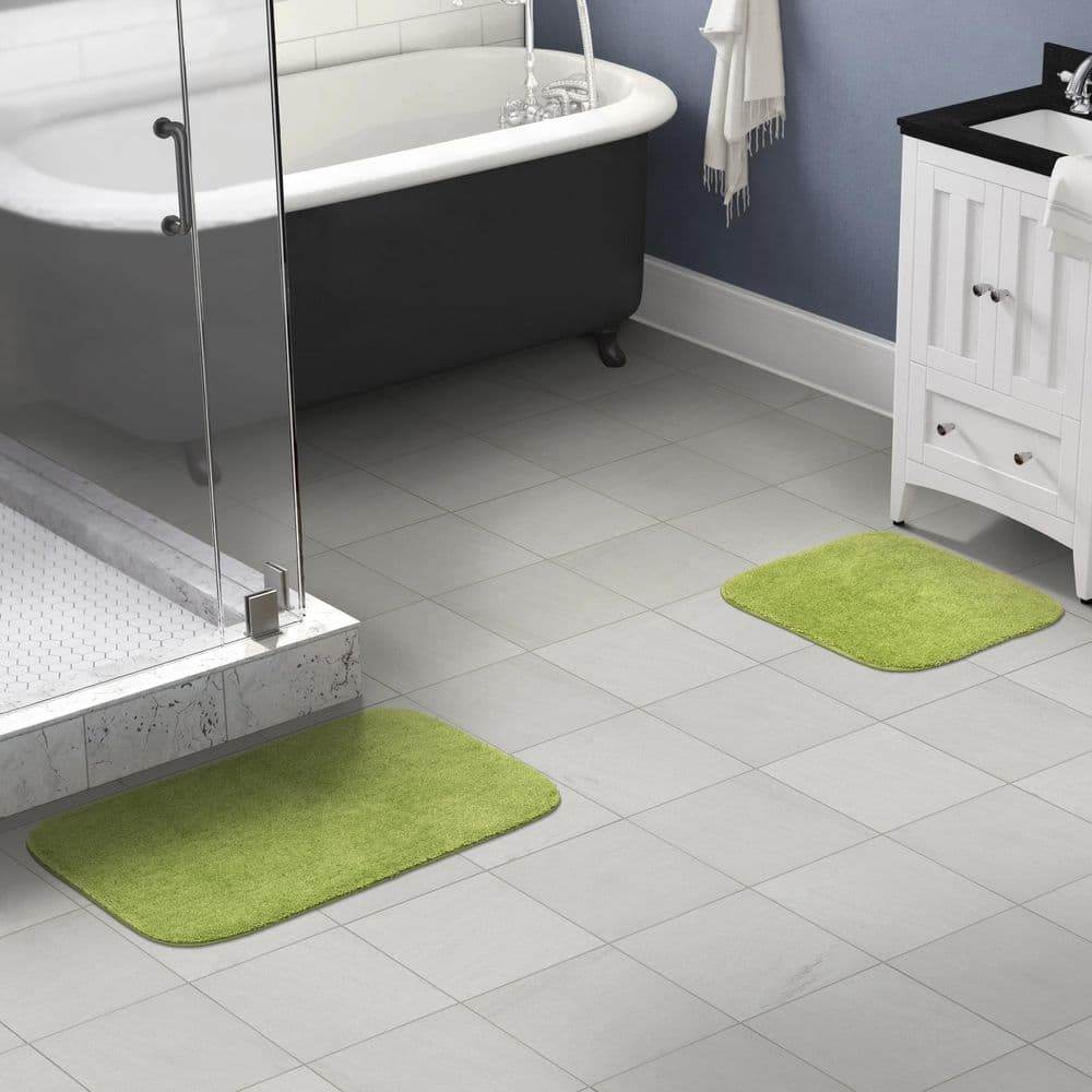 Lime-Aid Green Plush Nylon 2-Piece Bath Rug Set