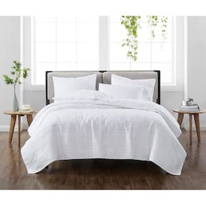 Solid White King 3-Piece Quilt Set