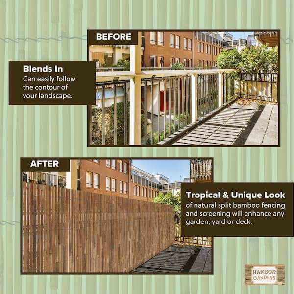 Backyard X-Scapes Split Bamboo Slats Fence Carbonized Finish