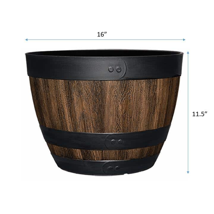 16 Inch Kentucky Walnut Resin Wine Barrel Planter