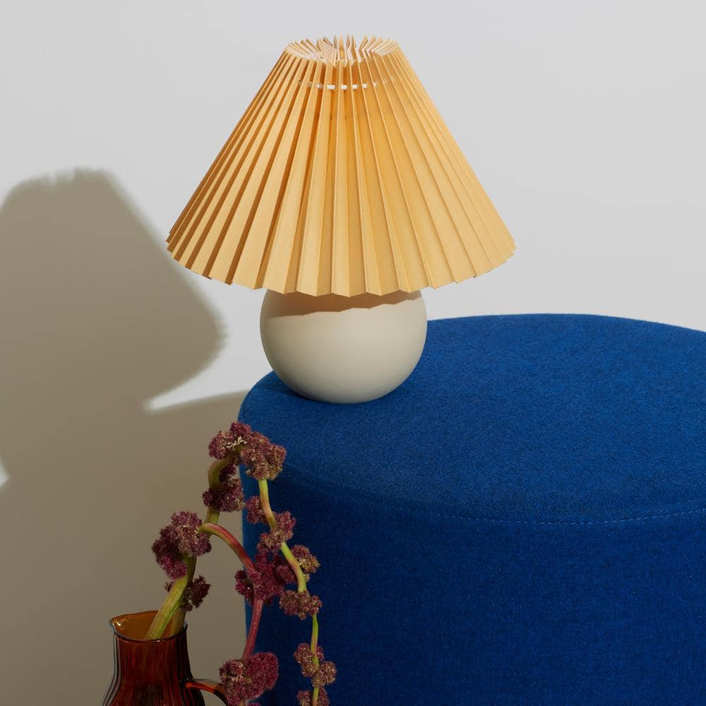 Serena Beige Ceramic Globe Table Lamp with Pleated Shade