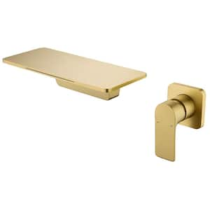 Single Handle Wall Mounted Bathroom Faucet in Brushed Gold