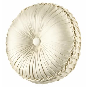 Maddison Ivory Polyester Tufted Round Decorative Throw Pillow