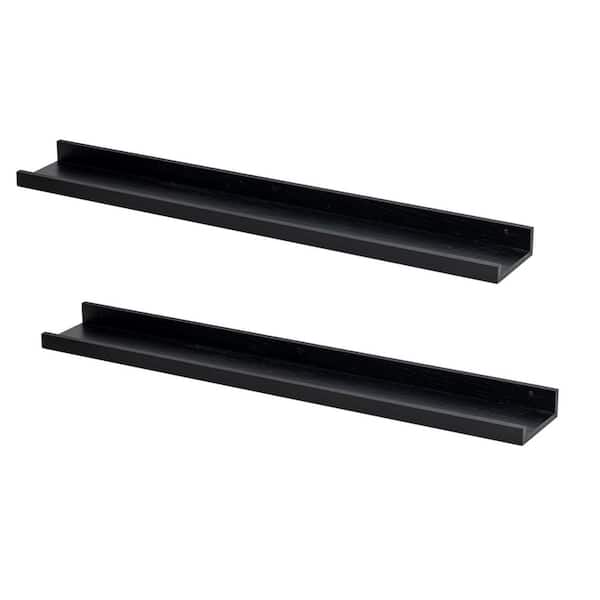 Unbranded 36 in. W x 4.7 in. D Black Decorative Wall Shelf (Set of 2)