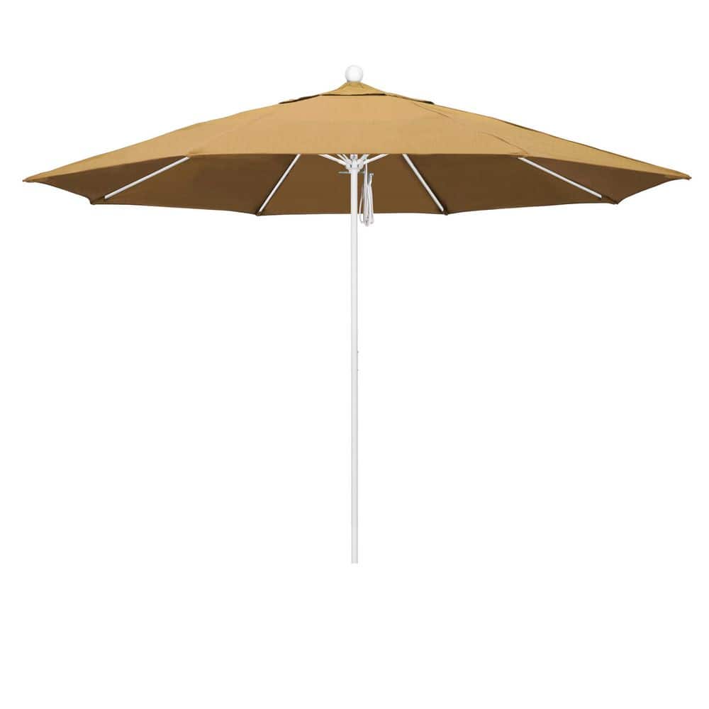 11 ft. Matted White Aluminum Market Patio Umbrella with Fiberglass Ribs Pulley Lift in Wheat Sunbrella price history on PriceWatchPro