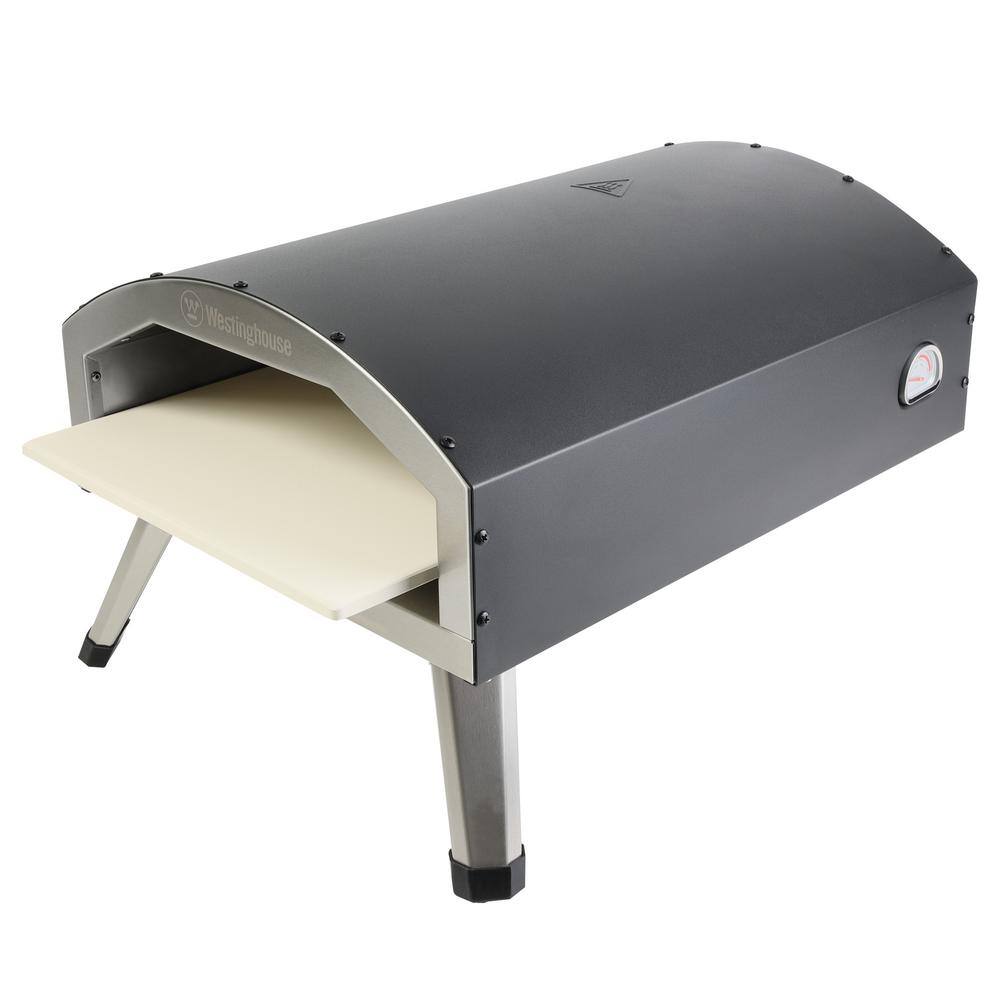 Black Steel Electric Outdoor Portable Pizza Oven with Stone Surface