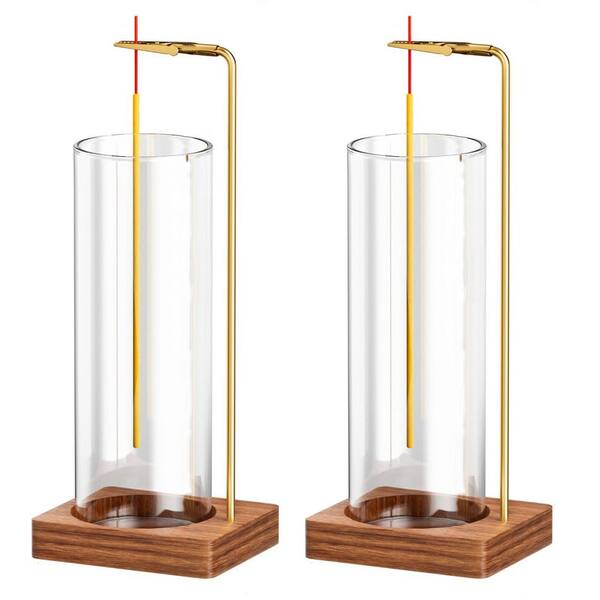Afoxsos Glass Ash Catcher Incense Holder with Walnut Wood Tray, 2