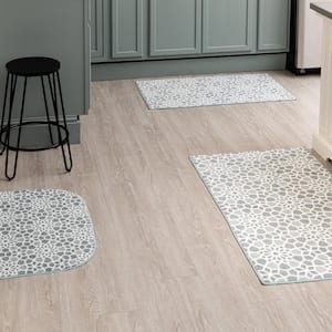 Mosaic Tile Grey 2 ft. 6 in. x 4 ft. 2 in. Kitchen Mat 3-Piece Rug Set