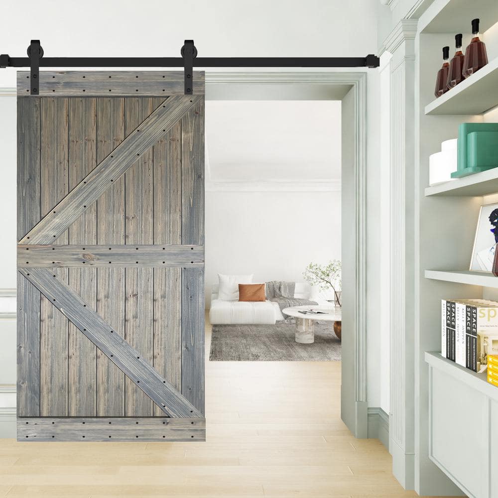Aged Barrel Finished Solid Wood Traditional Barn Door Slab