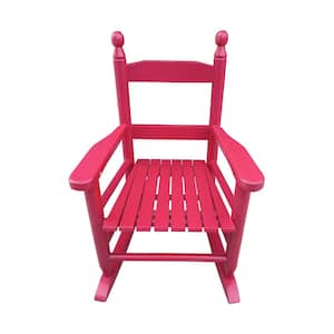 Children's Durable Rose Red Wood Indoor or Outdoor Rocking Chair Suitable for Kids