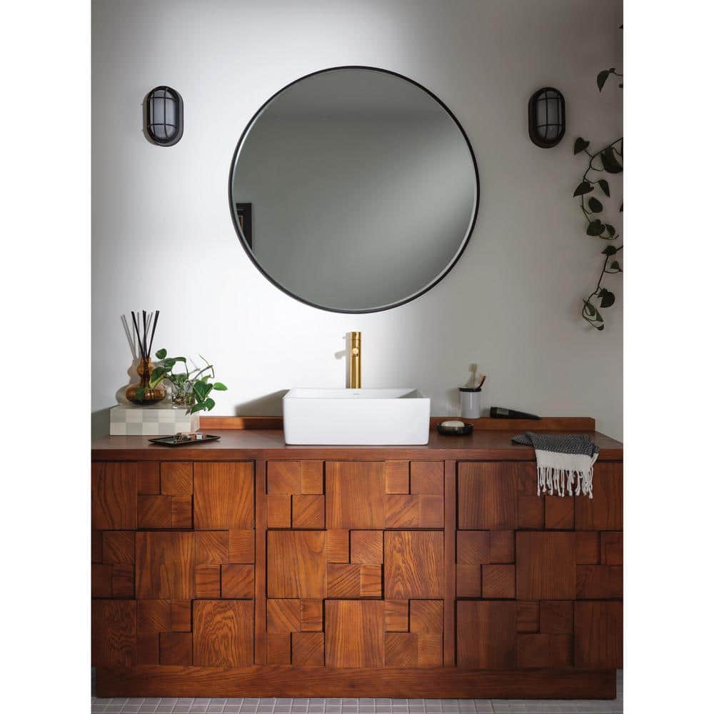 White Rectangular Ceramic Above-Counter Vessel Sink