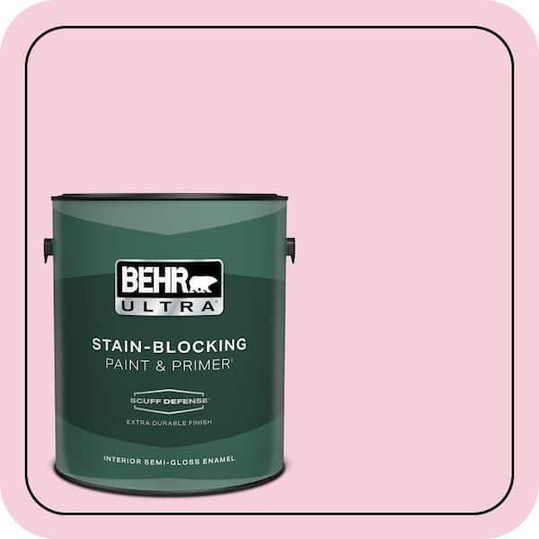 BEHR ULTRA 1 gal. #120C-1 April Blush Extra Durable Semi-Gloss Enamel Interior Paint & Primer