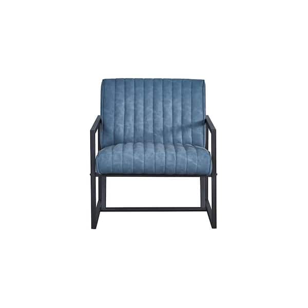 Z-joyee 26 in. W Blue PU Steel Arm Chair (Set of 1)