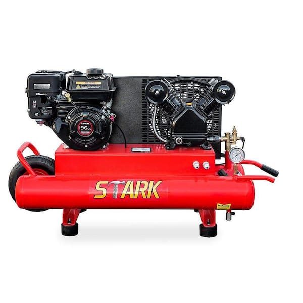 Stark 10 gal. 6.5 HP Portable Gas-Powered Twin Stack Air Compressor with Built-In Handles #65152-H1