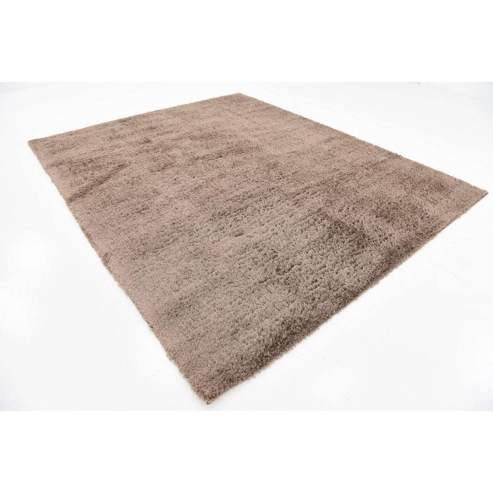 Brown 8' x 10' Solid Shag Synthetic Area Rug