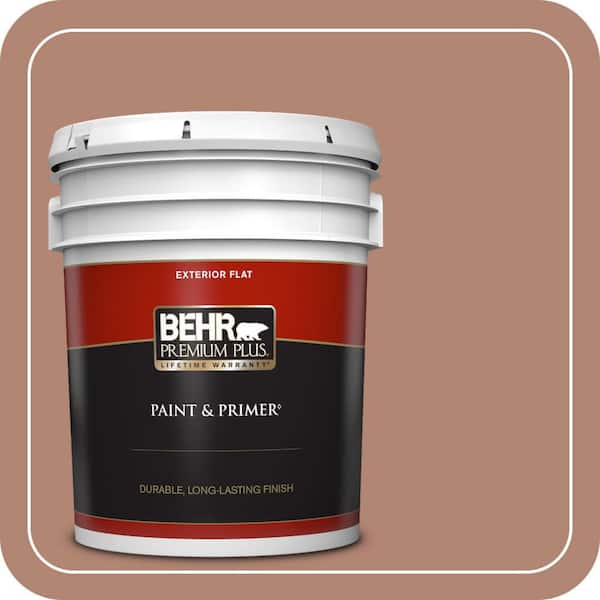 BEHR PREMIUM PLUS 5 gal. #220F-5 Light Mocha Flat Exterior Paint & Primer