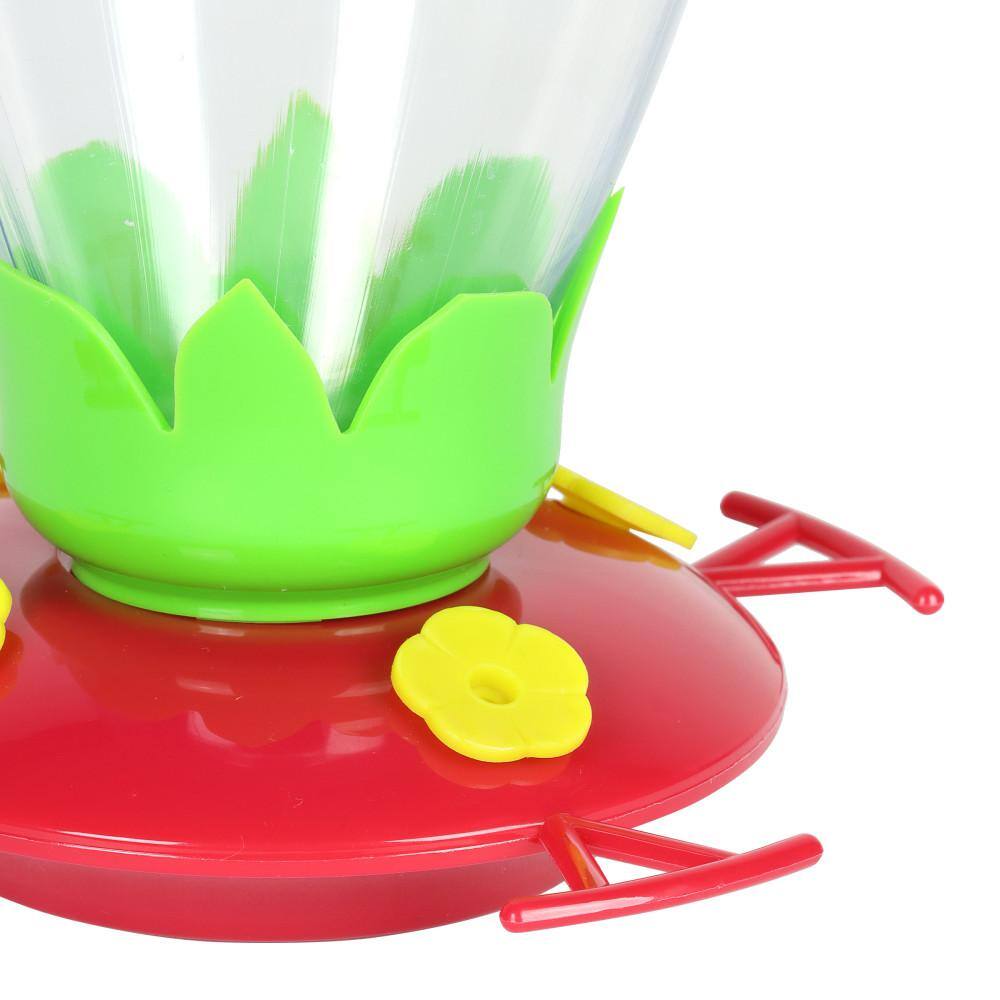 Clear Plastic Hanging Hummingbird Feeder with Red Base
