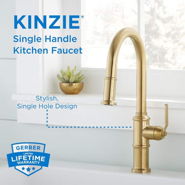 Kinzie Single Handle Pull Down Sprayer Kitchen Faucet in Brushed Bronze