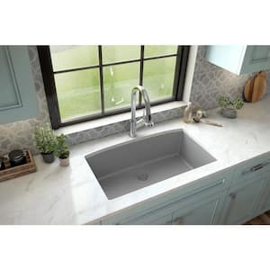 32.5 Undermount Single Bowl Gray Kitchen Sink with Strainer Baskets