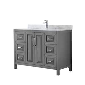 Daria 48 in. Single Bathroom Vanity in Dark Gray with Marble Vanity Top in Carrara White with White Basin