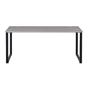 70.9 in. W x 24 in. D Black/Gray Elm Open Desk for Commercial Office or Home Office