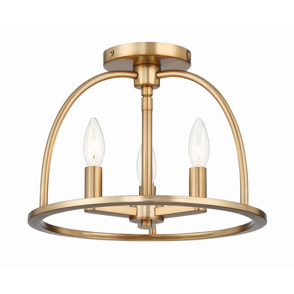 Vibrant Gold 3-Light Crystal LED Flush Mount Ceiling Fixture